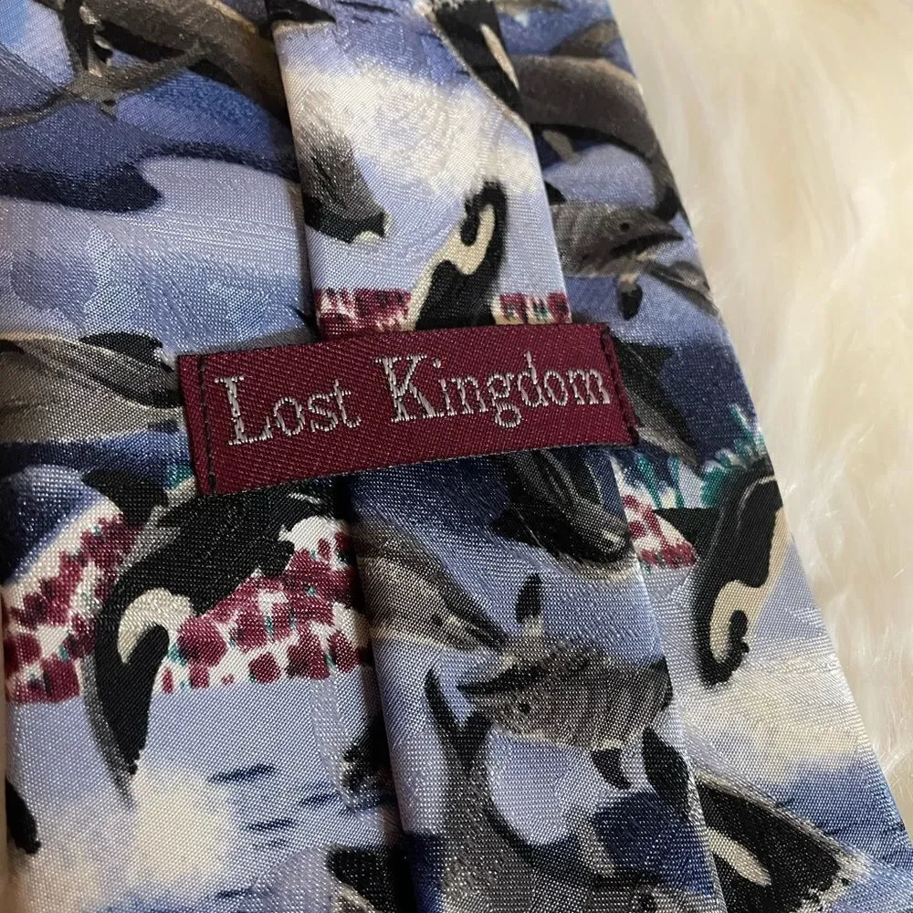 LOST KINGDOM Mens Dolphin and Whale Pattern Necktie 58” L